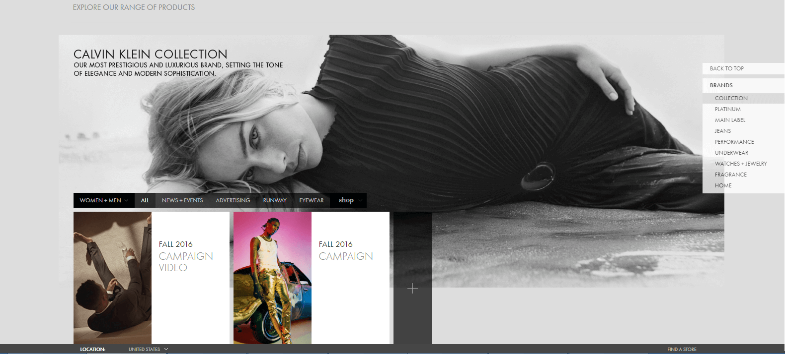 Ngó nghiêng mẫu website bán nước hoa sang trọng của Calvin Klein