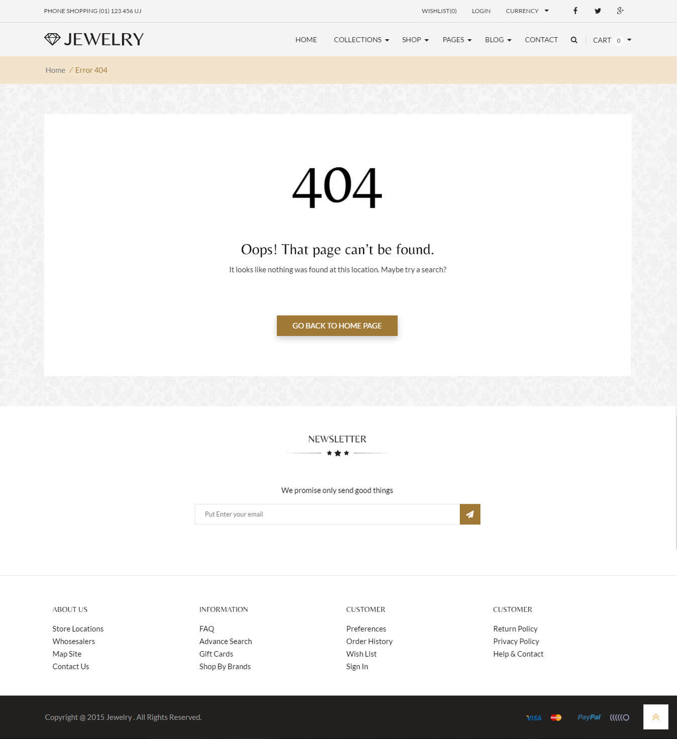 Thiết kế trang 404 website bán trang sức