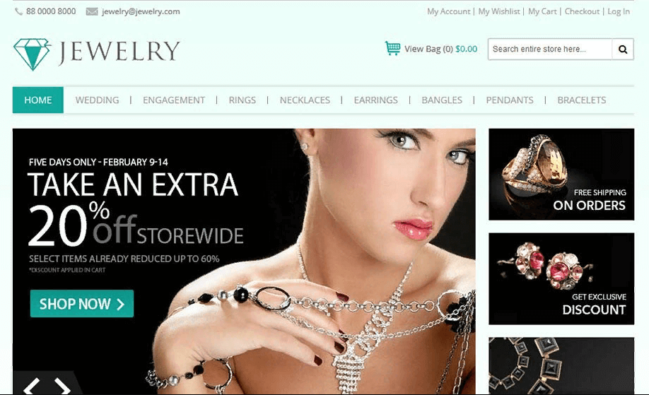 Giao diện mẫu website bán hàng trang sức hiện đại, đẹp mắt