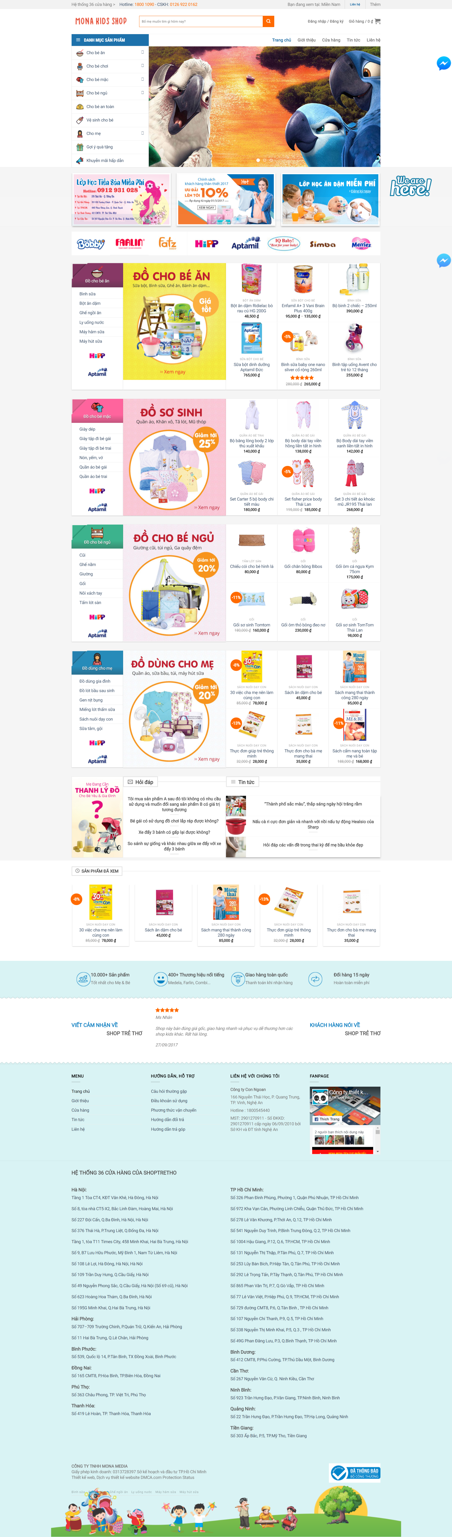 Mẫu website bán hàng shoptretho