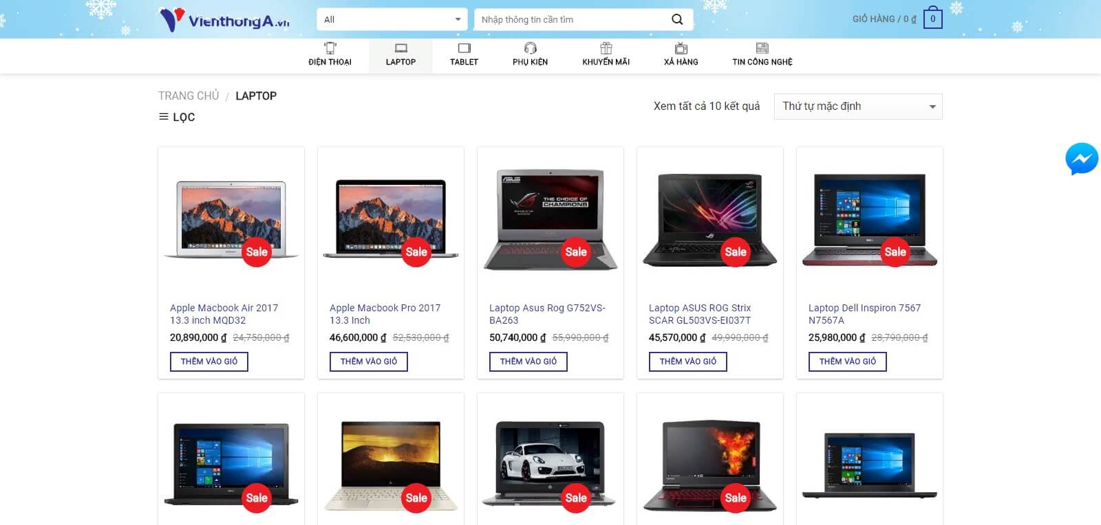 Những chức năng của mẫu website bán laptop