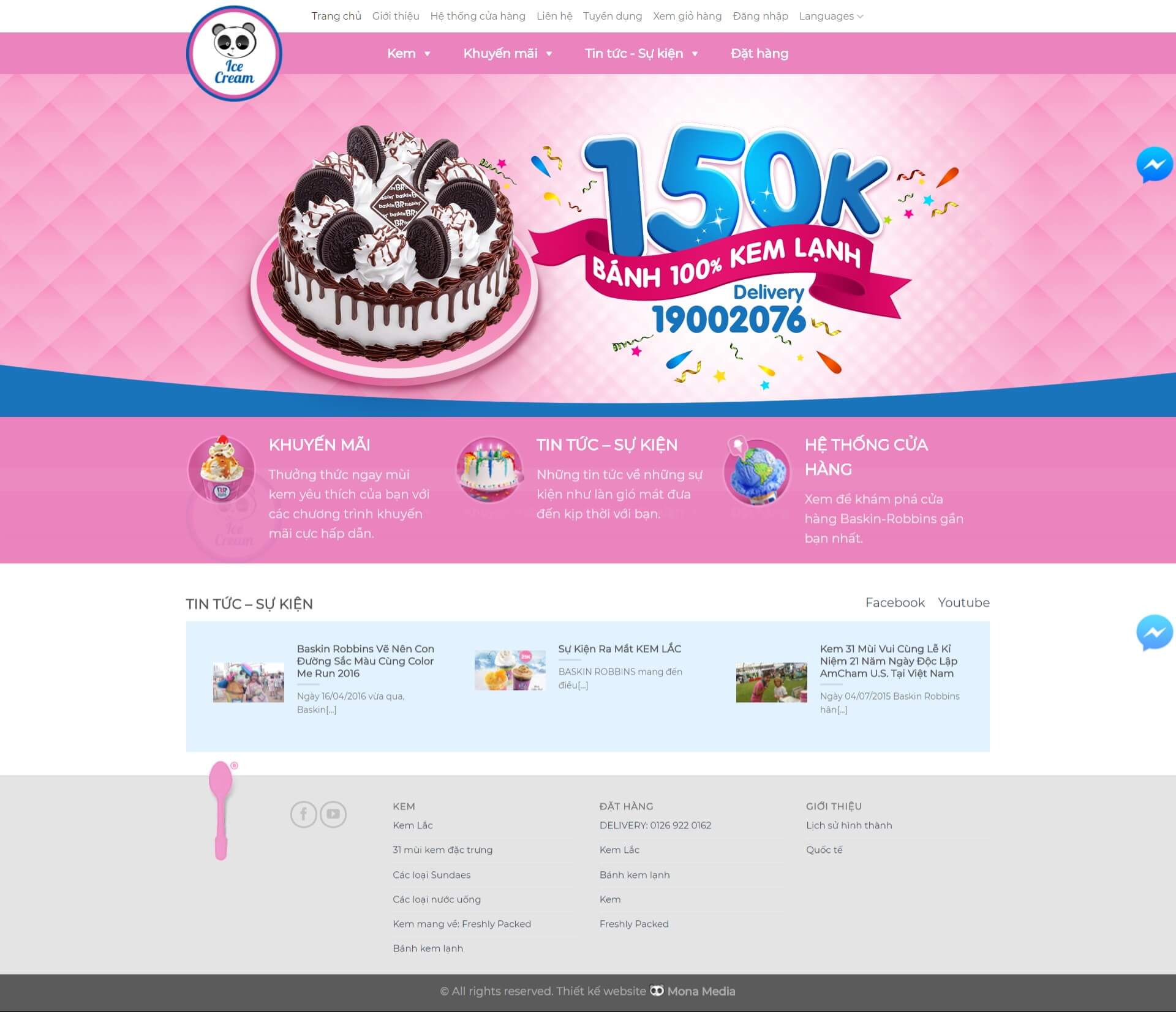 Thiết kế website bán bánh kẹo, bánh kem, kem giống trang web Baskin Robbin