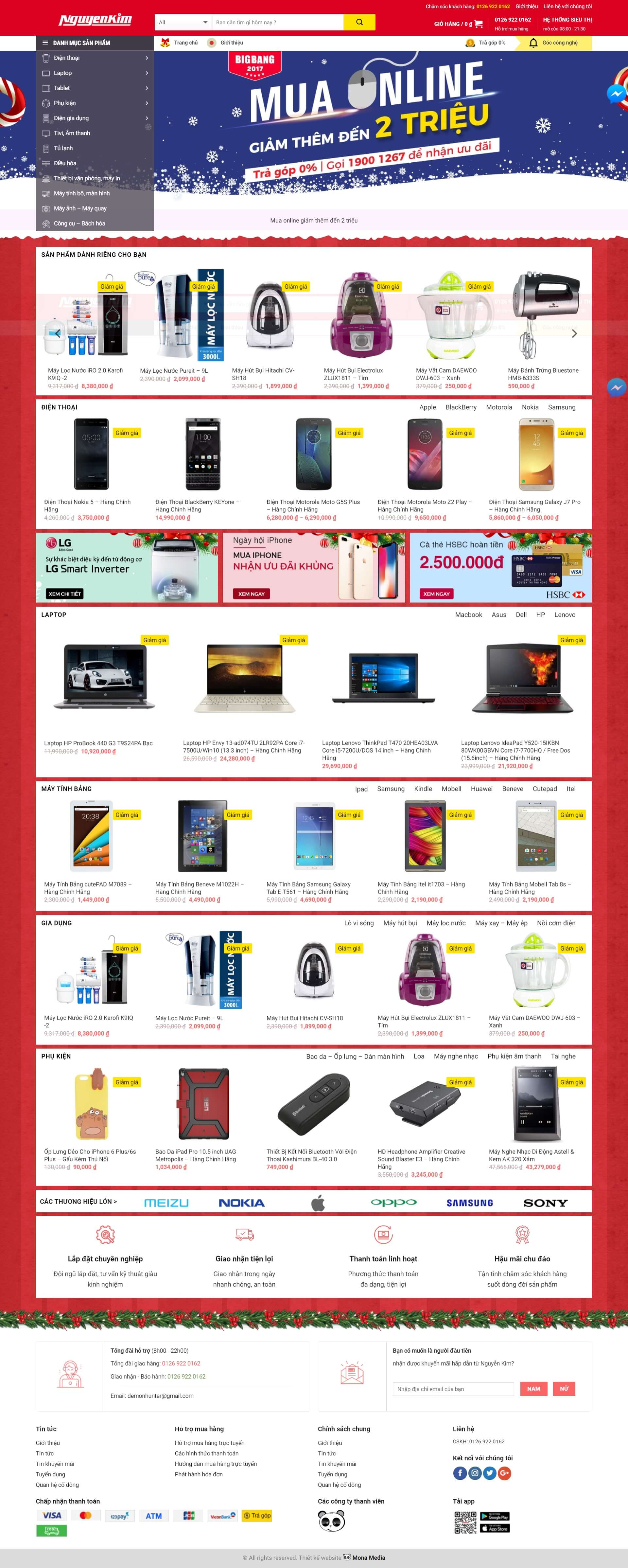 Mẫu website bán hàng linh kiện vi tính giống trang web Nguyễn Kim