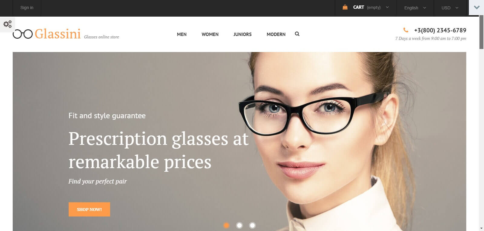 Mẫu website bán mắt kính hiện đại, chuẩn seo